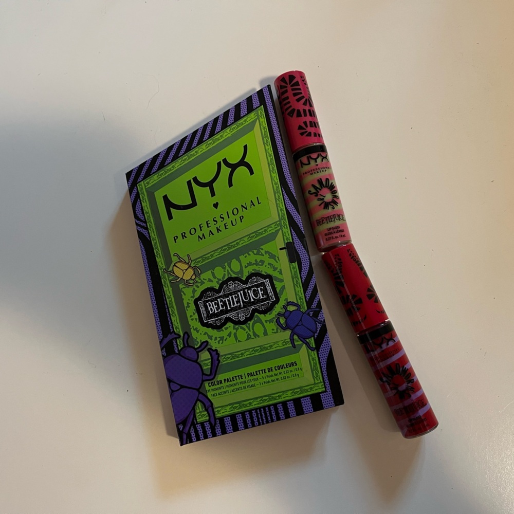 New NYX Beetlejuice Eyeshadow Palette Color For Recently Deceased Butter Gloss